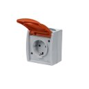 Busch-Jaeger 20 EWN-14-53 SCHUKO® Steckdose mit orangenem Klappdeckel (Thermoplast) Grau ocean® (IP 44) Aufputz Steckdose 2CKA002083A0820