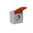 Busch-Jaeger 20 EWN-14-53 SCHUKO® Steckdose mit orangenem Klappdeckel (Thermoplast) Grau ocean® (IP 44) Aufputz Steckdose 2CKA002083A0820