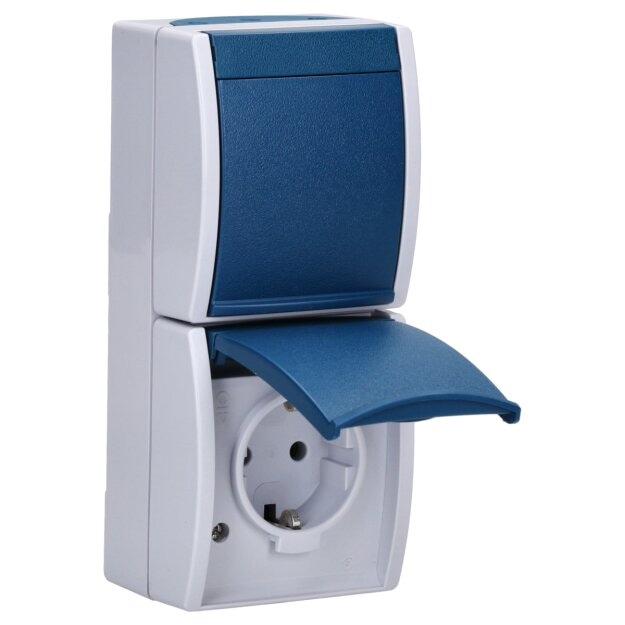 Busch-Jaeger 20-02 EW-53 SCHUKO® Steckdose 2-fach (Thermoplast) Grau ocean® (IP 44) Aufputz Steckdose 2CKA002084A0701