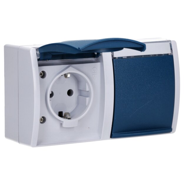 Busch-Jaeger 20/2 EWN-53 SCHUKO® Steckdose 2-fach (Thermoplast) Grau ocean® (IP 44) Aufputz Steckdose 2CKA002084A0703