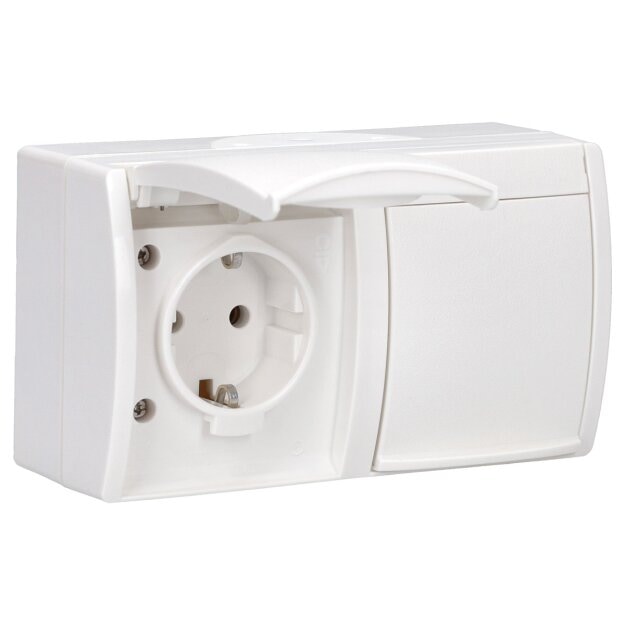 Busch-Jaeger 20/2 EW-54 SCHUKO® Steckdose 2-fach (Thermoplast) Alpinweiß ocean® (IP 44) Aufputz Steckdose 2CKA002084A0711