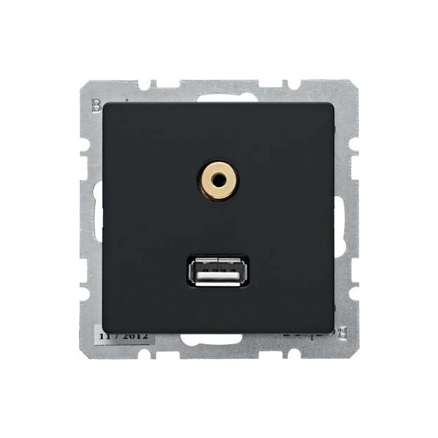 Berker 3315396086 USB/3 5 mm Audio Steckdose Q.1/Q.3 Anthrazit samt