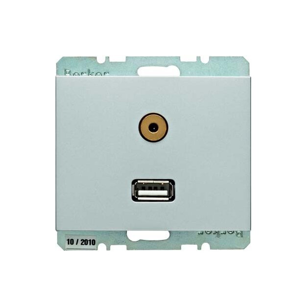 Berker 3315397003 USB/3 5 mm Audio Steckdose K.5 Alu