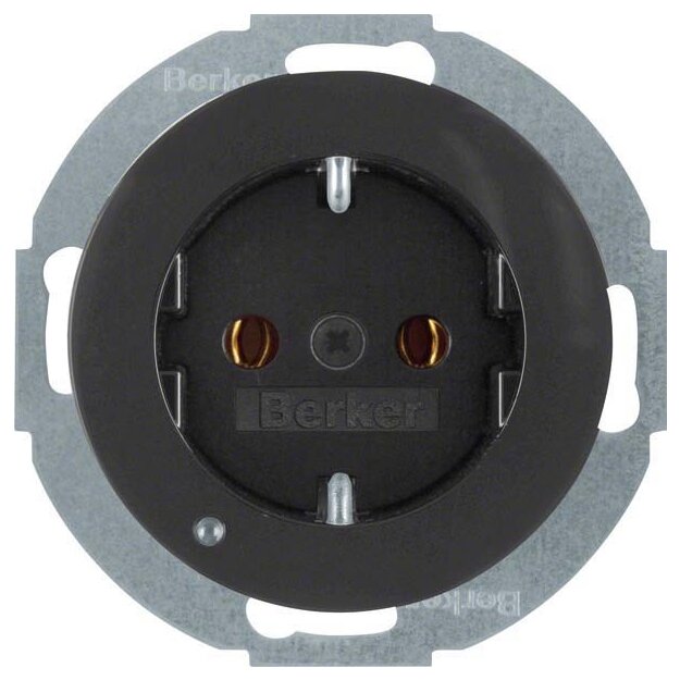 Berker 41092045 Steckdose SCHUKO mit LED-Orientierungsl. und erhöhter Berührungsschutz Serie R.Classic Schwarz gl.