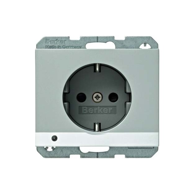 Berker 41097003 Steckdose SCHUKO mit LED-Orientierungslicht und erhöhtem Berührungsschutz K.5 Alu