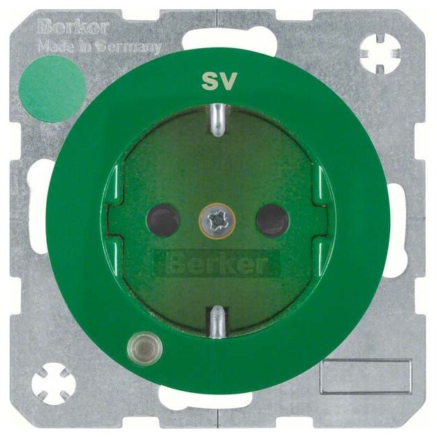 Berker 41102003 Steckdose SCHUKO mit Kontroll-LED und erhöhtem Berührungsschutz R.1/R.3 Grün glänzend