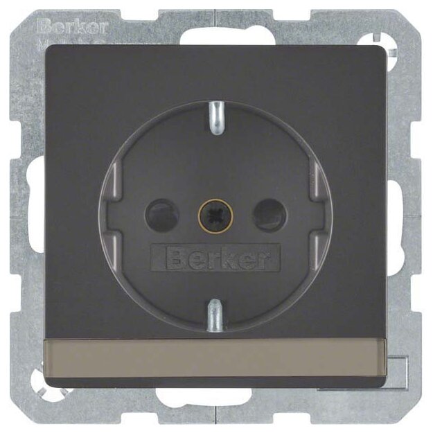 Berker 41496086 Steckdose SCHUKO mit Beschriftungsfeld und erhöhter Berührungsschutz Q.1/Q.3 Anthrazit samt