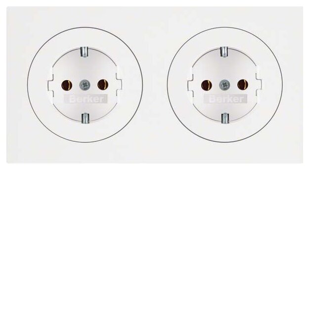 Berker 47202089 Steckdosen-Kombination SCHUKO 2-fach mit Rahmen R.3 Polarweiß glänzend