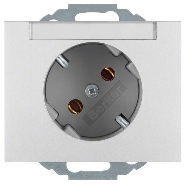 Berker 47287103 Steckdose SCHUKO 45° mit Beschriftungsfeld K.5 Alu
