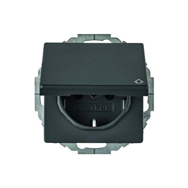 Berker 47446086 Steckdose SCHUKO mit Klappdeckel und erhöhter Berührungsschutz Q.1/Q.3 Anthrazit samt