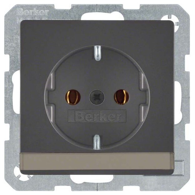 Berker 47526086 Steckdose SCHUKO mit Klappdeckel BSF und erhöhter Berührungsschutz Q.1/Q.3 Anthrazit samt