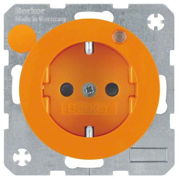 Berker 6765092007 Steckdose mit Schutzkontaktstift und Kontroll-LED R.1/R.3 Orange glänzend