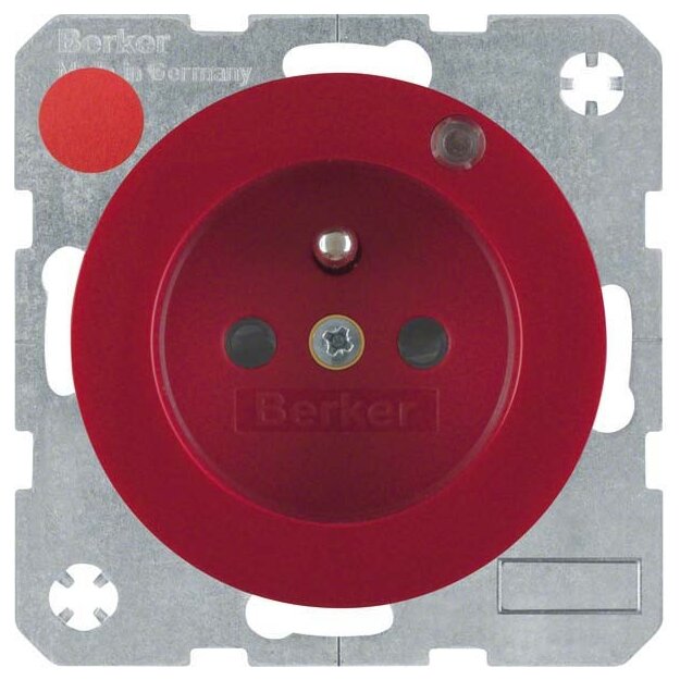 Berker 6765092022 Steckdose mit Schutzkontaktstift und Kontroll-LED R.1/R.3 Rot glänzend