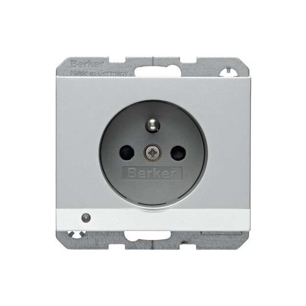 Berker 6765107003 Steckdose mit Schutzkontaktstift LED-Orientierungslicht und erhöhter Berührungsschutz K.5 Alu