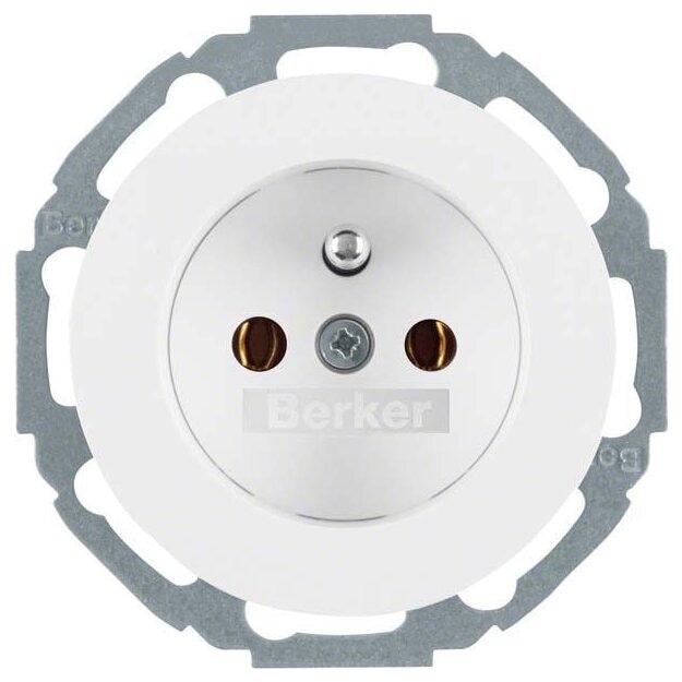 Berker 6768792089 Steckdose mit Schutzkontaktstift und erhöhter Berührungsschutz Serie R.Classic Polarweiß glänzend