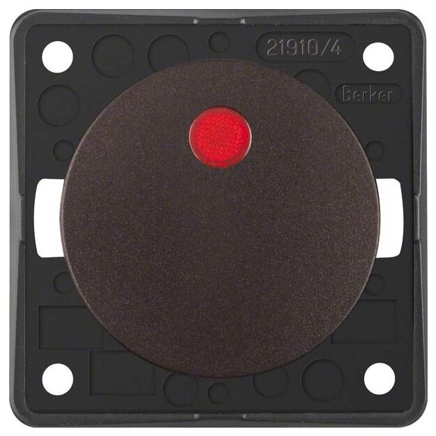 Berker 937622531 Kontroll-Ausschalter 2-polig mit Aufdruck "0" 12V Rote Linse K-LED ITG Flow/Pure Braun matt