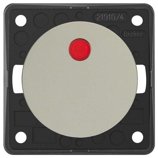 Berker 937622568 Kontroll-Ausschalter 2-polig mit Aufdruck "0" 12V Rote Linse K-LED ITG Flow/Pure Chrom matt
