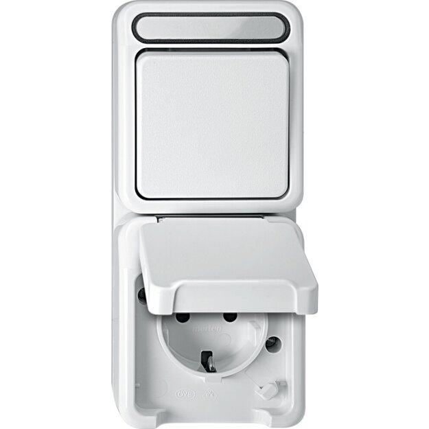Merten MEG3494-8019 Kombination SCHUKO-Steckdose mit BRS/ Wechselschalter Polarweiß AQUASTAR