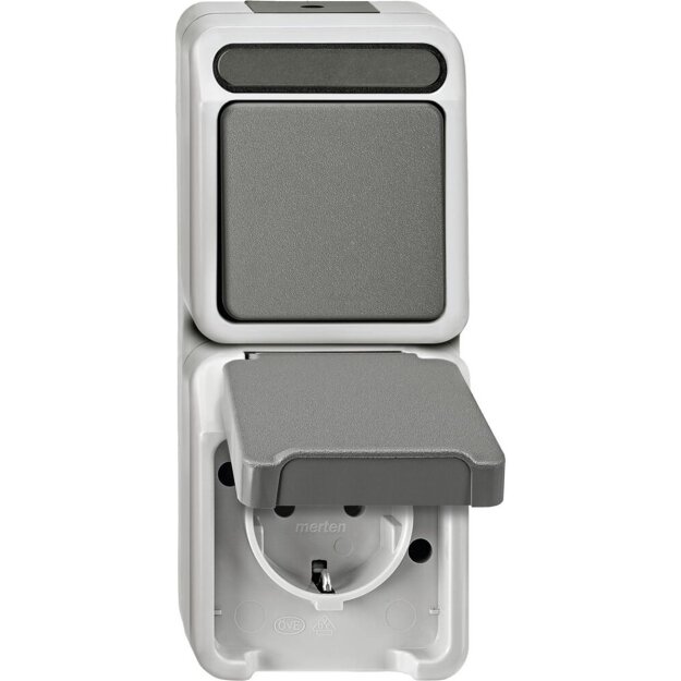 Merten MEG3494-8029 Kombination SCHUKO-Steckdose mit BRS/ Wechselschalter Lichtgrau AQUASTAR