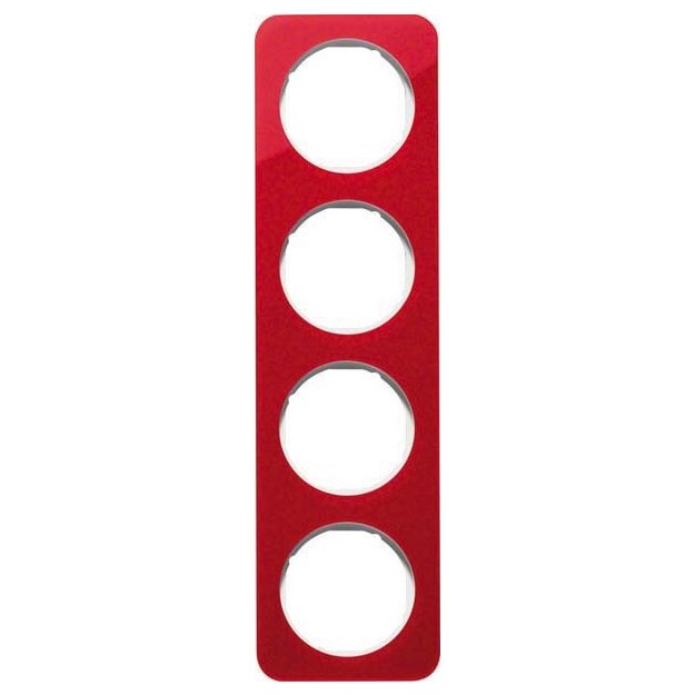 Berker 10142349 Rahmen 4-fach R.1 Acryl Rot transparent/Polarweiß glänzend