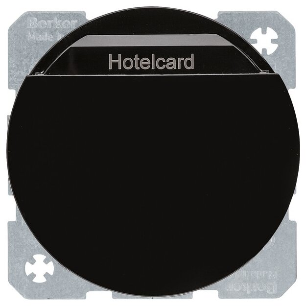 Berker 16402045 Relais-Schalter mit Zentralstück für Hotelcard R.1/R.3 Schwarz glänzend