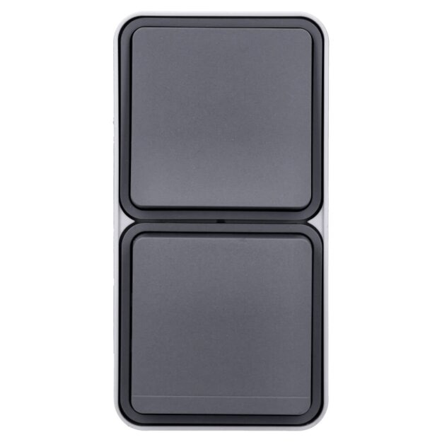 Berker 47803515 Kombination Wechselschalter/Steckdose SCHUKO mit Klappdeckel Aufputz W.1 Grau