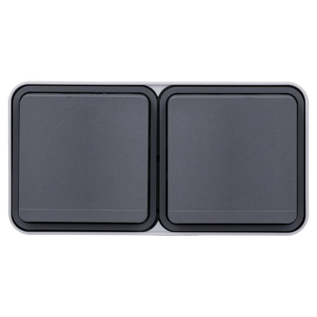Berker 47843515 Steckdose SCHUKO 2-fach waagerecht mit Klappdeckel 2 Schieber W.1 Grau
