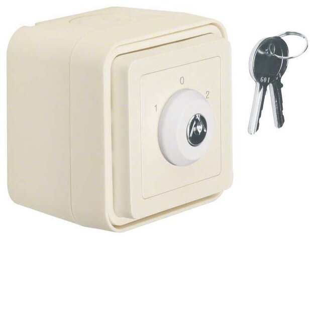 Berker 32723512 Schlüssel-Schalter 3 Positionen und Aufdruck 0 1 und 2 Aufputz W.1 Polarweiß