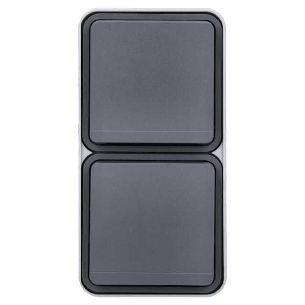 Berker 47703525 Steckdose SCHUKO 2-fach senkrecht mit Klappdeckel Aufputz W.1 Grau/Lichtgrau matt
