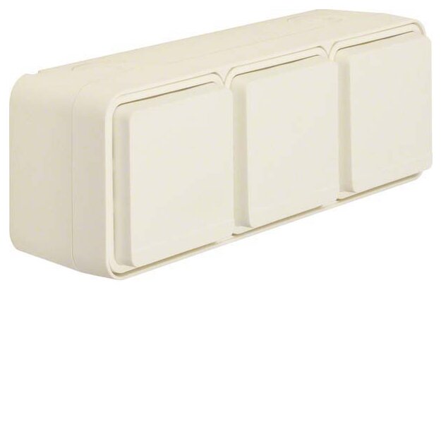 Berker 47733512 Steckdose SCHUKO 3-fach waagerecht mit Klappdeckel Aufputz W.1 Weiß