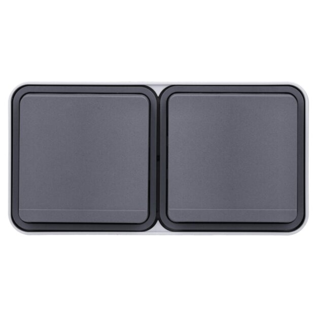 Berker 47753525 Steckdose SCHUKO 2-fach waag. mit Klappdeckel Aufputz 4 Schieber Berker W.1 grau matt