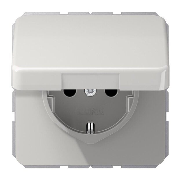 Jung CD1520BFKLLG SCHUKO Steckdose m.Klappdeckel (Thermoplast bruchsicher) Lichtgrau Serie CD