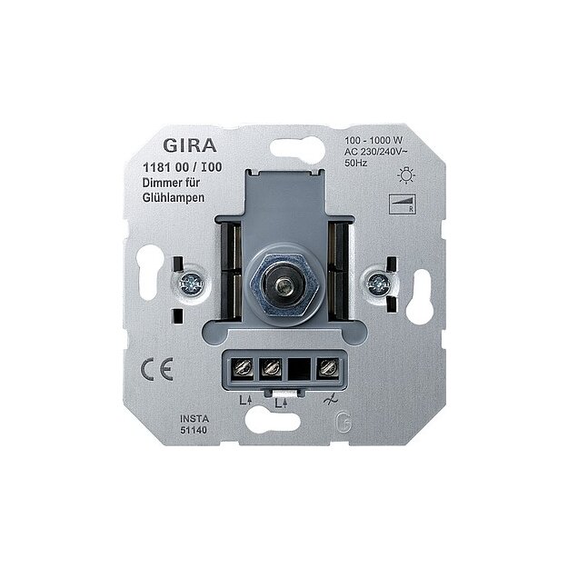 Gira 118100 Glühlampendimmeinsatz 100 - 1000 W DruckWe Einsatz