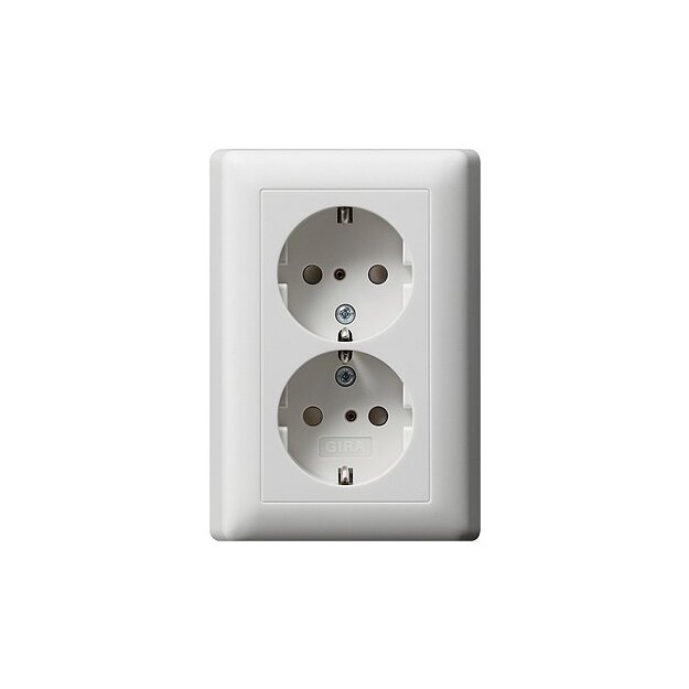 Gira 078327 Schuko 2-fach Shutter + Vollplatte System 55 Reinweiß matt