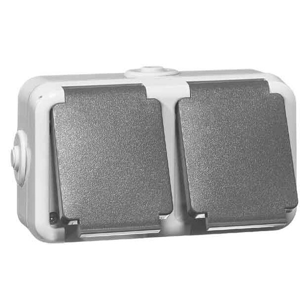 Peha 00305211 Steckdose SCHUKO 2-fach Grau Beschriftungsfeld
