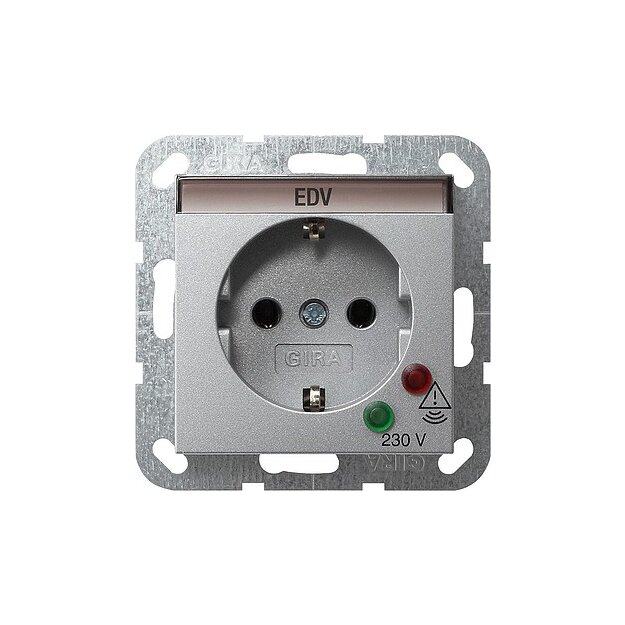 Gira 045126 Schuko ÜSS + Beschriftungsfeld System 55 Farbe Alu