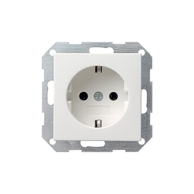 Gira 046627 Schuko ohne Befestigungskrallen System 55 Reinweiß matt