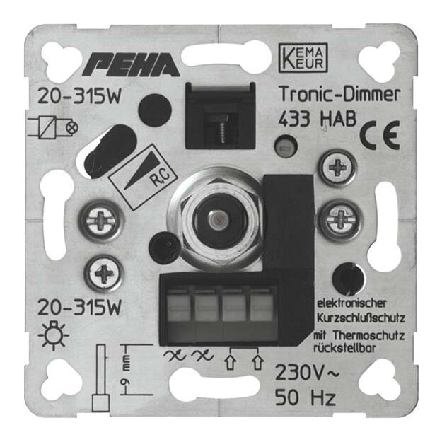 Peha 00210213 Dimmer 315 W Unterputz Phasenabschnitt Druck-Aus-/Wechselschalter