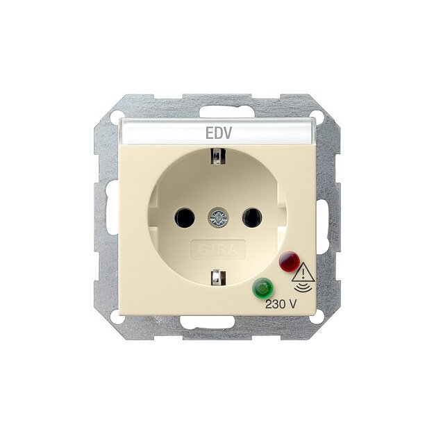 Gira 045101 Schuko ÜSS + Beschriftungsfeld System 55 Cremeweiß