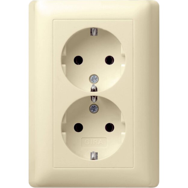 Gira 078001 Schuko 2-fach Vollplatte Standard 55 Cremeweiß