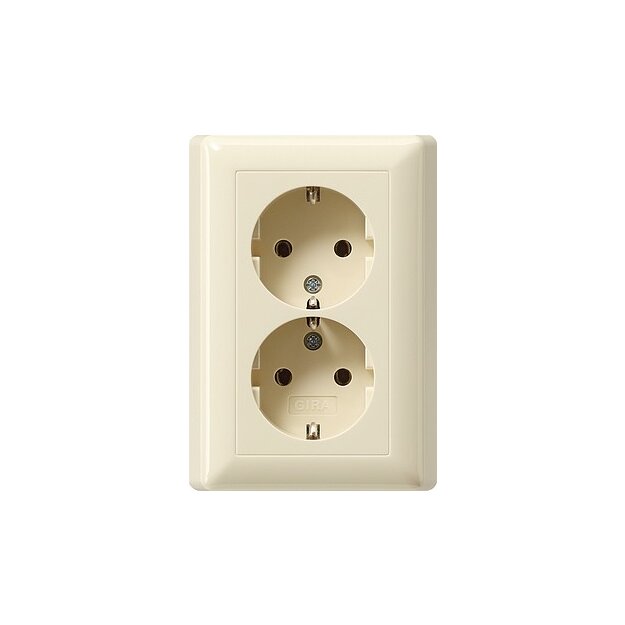 Gira 078201 Schuko 2-fach Vollplatte f. Gerätedose 1,5-fach Standard 55 Cremeweiß