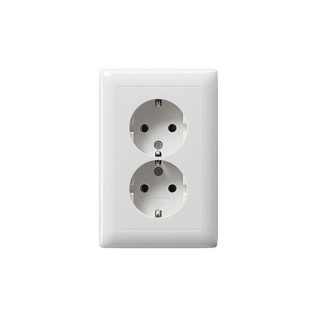 Gira 078203 Schuko 2-fach Vollplatte f. Gerätedose 1,5-fach Standard 55 Reinweiß