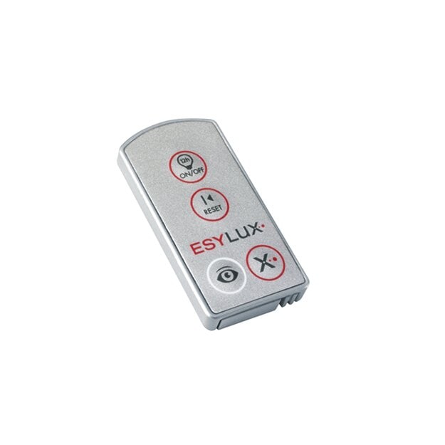 ESYLUX EM10016011 Fernbedienung für Mini-Melder Bewegungsmelder MD-W-/RC-Serie Automatikleuchte AL S 230i Automatikstrahler AF-Serie Dämmerungsschalter CDSi REMOTE CONTROL USER Silber