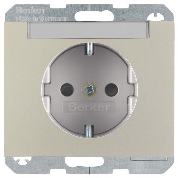 Berker 47387004 Steckdose SCHUKO mit Beschriftungsfeld und erhöhter Berührungsschutz K.5 Edelstahl lackiert