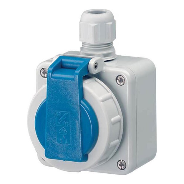 Mennekes Schuko-Wanddose 16A 2P+E 230V Blau 10863