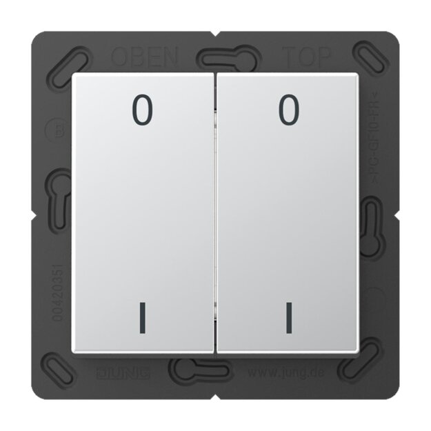Jung ENOA595-01AL EnOcean Funk-Wandsender 4-kanalig mit Symbol 01 Serie A/AS Aluminium