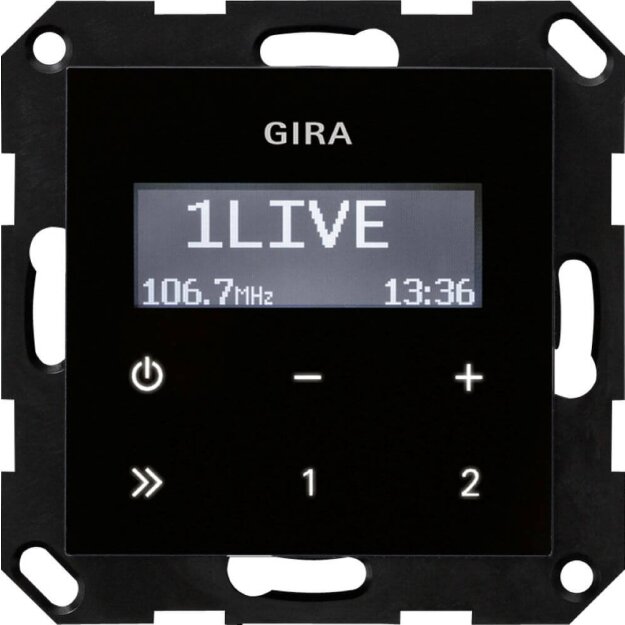 Gira 228405 UP-Radio RDS o.Lautsprecher System 55 Schwarzglasoptik
