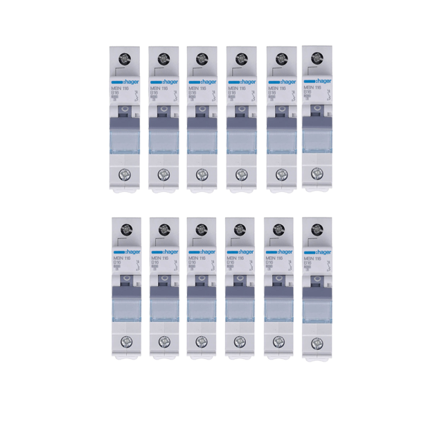 12x Hager MBN116 LS-Schalter 1polig MBN 116 b 16a b16 Automat