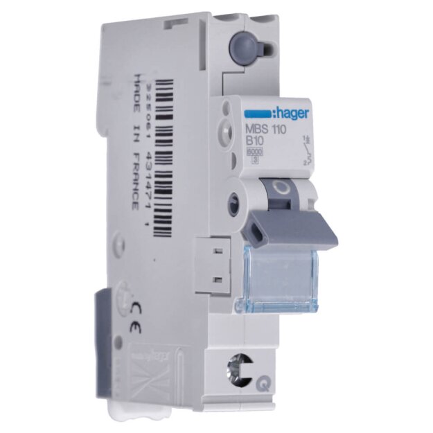 Hager Leitungsschutzschalter MBS110 1-polig 6kA B-10A 1M QC