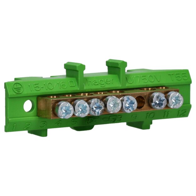 Hager PE-Messingklemme KM07E NZ-Zählertafel PE 7 Klemmstellen